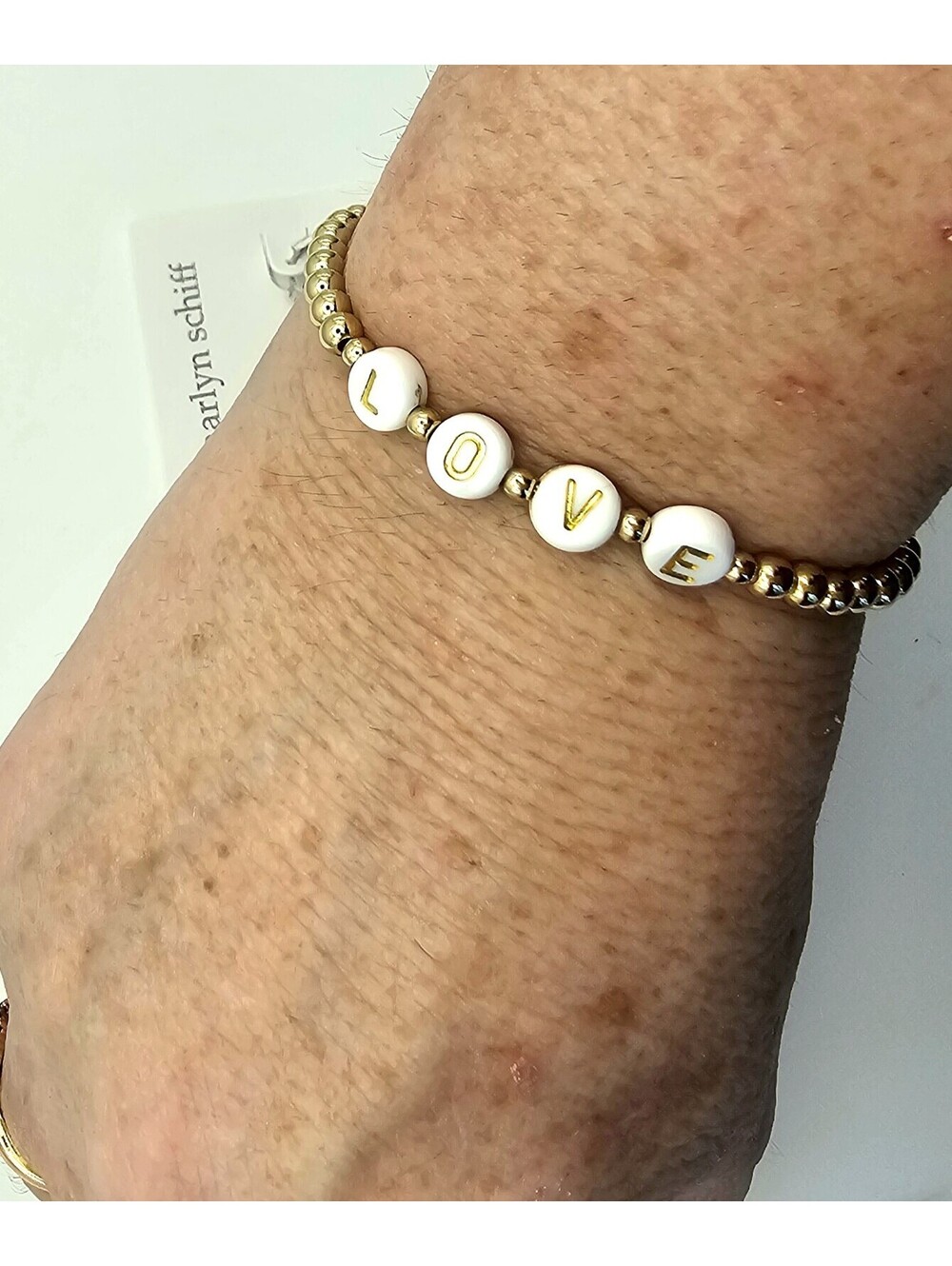 Marlyn Schiff Love Stretchy Bracelet And CZ Star Huggies Set Gold Silver
